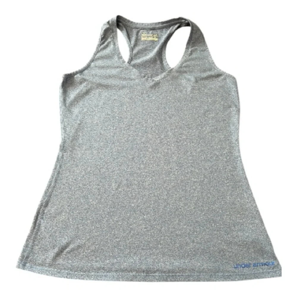 Under Armour Gym Time Women's Heat Gear Fitted Heathered Blue Tank Top. Large - Picture 2 of 9